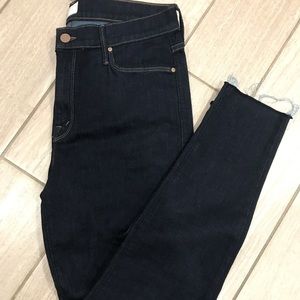 Mother Looker Ankle Fray Dark Wash